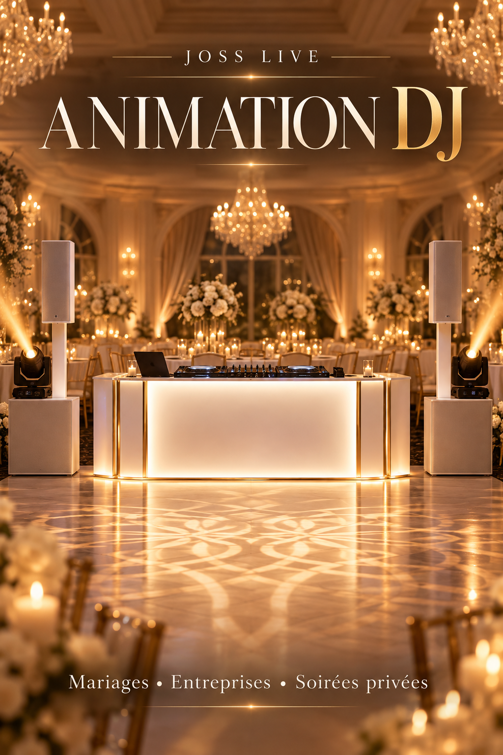 Affiche Animation DJ Joss Live pour mariages, entreprises et soirées privées